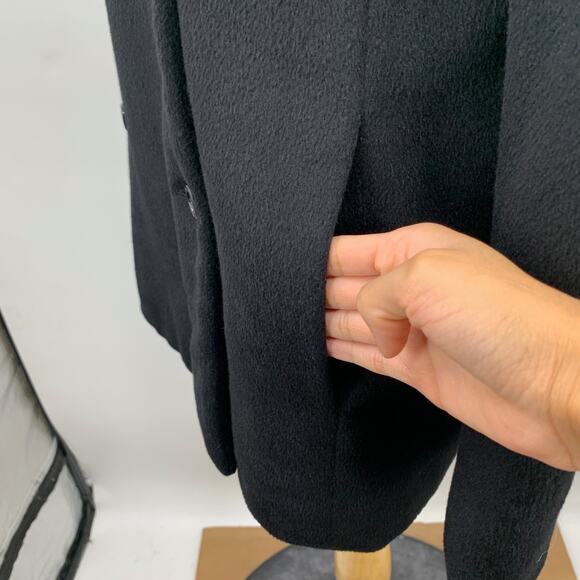 Saks Fifth Avenue Peacoat Womens 10 Black Fleece Shoulder Pads Outerwear Blazer - Picture 4 of 12